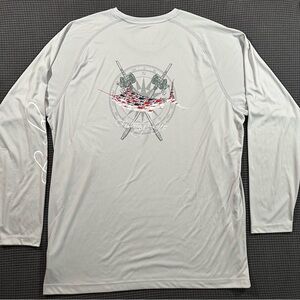 Fishing Life XL Gray UPF 50 Long Sleeve Fishing Shirt Compass Graphic